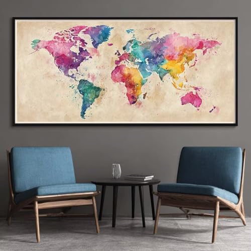 Diamond Painting Erwachsene Groß XXL 100x200cm, 5D Diamant Painting Bilder Retro Eckige Steine Diamond-Painting Karte Diamant Kunst Malerei Stickerei Kreuzstich Basteln Set für Home Wand Décor (SQ4) von CHENLICXLF