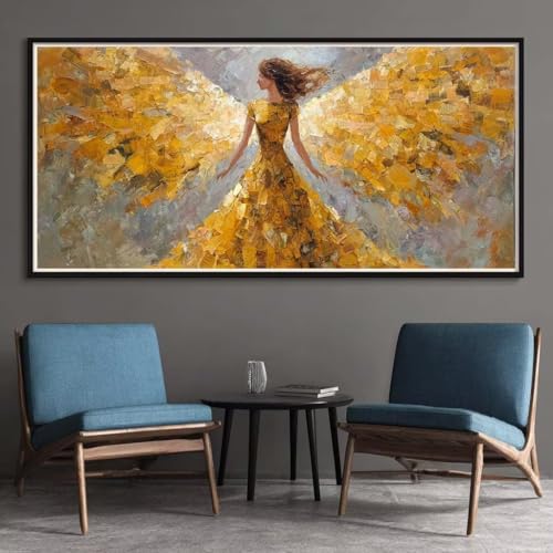 Diamond Painting Erwachsene Groß XXL 30x80cm, 5D Diamant Painting Bilder Gold Runder Vollbohrer Diamond-Painting Engel Diamant Kunst Malerei Stickerei Kreuzstich Basteln Set für Home Wand Décor (RD2) von CHENLICXLF