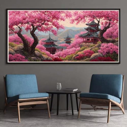 Diamond Painting Erwachsene Groß XXL 30x80cm, 5D Diamant Painting Bilder Landschaft Diamond-Painting Rosa Baum Diamant Kunst Malerei Stickerei Kreuzstich Basteln Set für Home Wand Décor (RD11) von CHENLICXLF