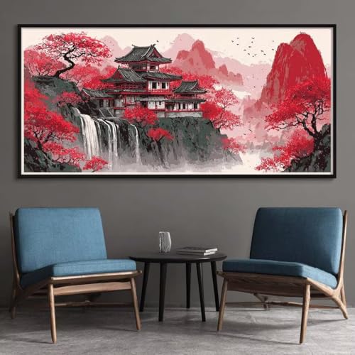 Diamond Painting Erwachsene Groß XXL 70x140cm, 5D Diamant Painting Bilder Japan Eckige Steine Diamond-Painting Wasserfall Diamant Kunst Malerei Stickerei Kreuzstich Set für Home Wand Décor (SQ10) von CHENLICXLF