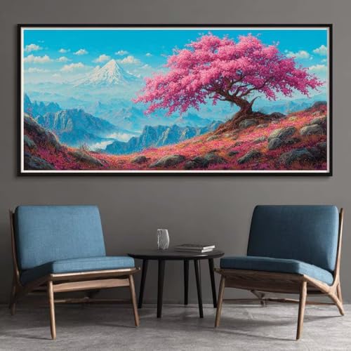 Diamond Painting Erwachsene Groß XXL 80x160cm, 5D Diamant Painting Bilder Rosa Baum Diamond-Painting Landschaft Diamant Kunst Malerei Stickerei Kreuzstich Basteln Set für Home Wand Décor (RD14) von CHENLICXLF