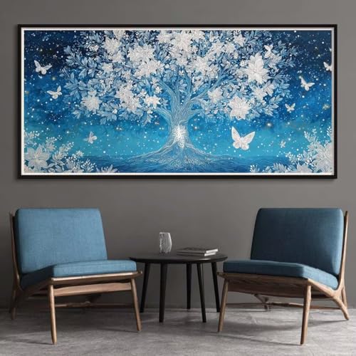 Diamond Painting Erwachsene Groß XXL 80x200cm, 5D Diamant Painting Bilder Großer Baum Runder Vollbohrer Diamond-Painting Schmetterling Diamant Kunst Malerei Stickerei für Home Wand Décor (RD8) von CHENLICXLF