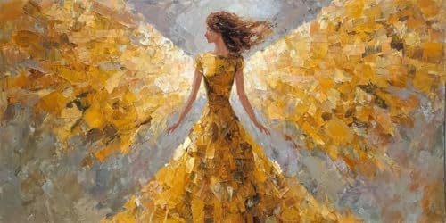 Diamond Painting Gold XXL 60x150cm, 5D DIY Square Drill Diamond Painting Erwachsene, Engel Diamant Painting Bilder, Mosaikherstellung Basteln Erwachsene für Geschenk Zuhause Wand Dekoration (SQ2) von CHENLICXLF