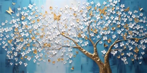 Diamond Painting Großer Baum, 5D Diamond Painting Groß XXL 50x120cm, DIY Diamant Painting Bilder Goldener Schmetterling Diamant Malerei Cross Stitch Stickerei Kunsthandwerk für Erwachsene (RD13) von CHENLICXLF