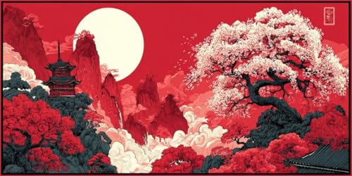 Diamond Painting Japan, 5D Diamond Painting Eckige Steine Groß XXL 90x180cm, DIY Diamant Painting Bilder Landschaft Diamant Malerei Cross Stitch Stickerei für Erwachsene, Haus Wanddekorationen (SQ9) von CHENLICXLF
