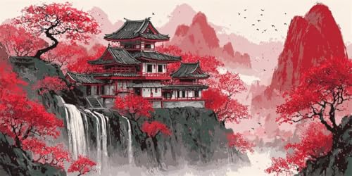 Diamond Painting Japan, 5D Diamond Painting Groß XXL 100x200cm, DIY Diamant Painting Bilder Wasserfall Diamant Malerei Cross Stitch Stickerei Set für Erwachsene, Haus Wanddekorationen (RD10) von CHENLICXLF