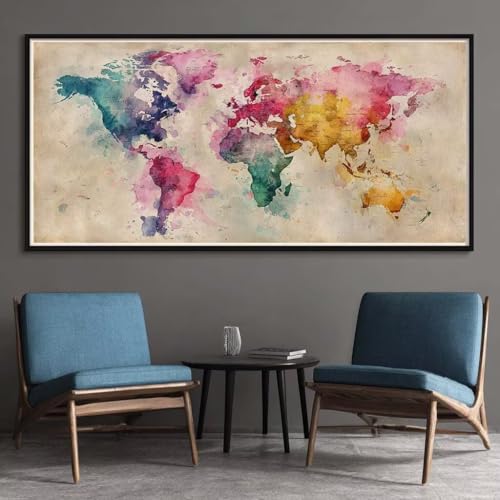 Diamond Painting Karte XXL 60x150cm, 5D DIY Diamond Painting Erwachsene, Retro Diamant Painting Bilder Full Drill, Mosaikherstellung Basteln Erwachsene für Geschenk Zuhause Wand Dekoration (RD3) von CHENLICXLF