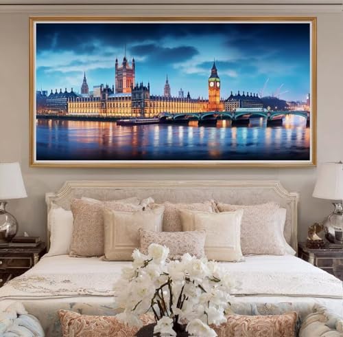 Diamond Painting London XXL 70x140cm, 5D DIY Diamond Painting Erwachsene, Stadtbild Diamant Painting Bilder Full Drill, Mosaikherstellung Basteln Erwachsene für Geschenk Wand Dekoration (RD15) von CHENLICXLF