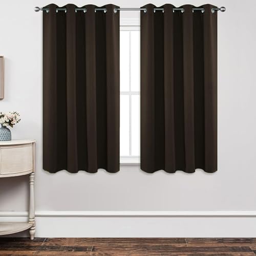 CHENMIAO Verdunklungsvorhänge Blickdicht 120 x 130 cm Dicker Stoff Thermovorhänge Gegen Kälte Vorhänge Schlafzimmer Vielen Farben Und Größen für Schlafzimmer Kinderzimmer, Braun von CHENMIAO
