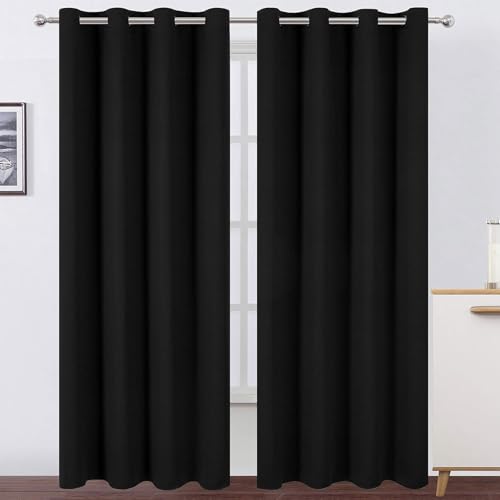 CHENMIAO Verdunklungsvorhänge mit Ösen 170 x 200 cm Leichte & Weiche Winter Extra Warm Lärmschutz Schlafzimmer Curtains Vielen Farben Und Größen für Schlafzimmer Kinderzimmer, Schwarz CHENMIAO Verdunklungsvorhänge mit Ösen 170 x 200 cm Leichte & Weiche Winter Extra Warm Lärmschutz Schlafzimmer Curtains Vielen Farben Und Größen für Schlafzimmer Kinderzimmer, Schwarz von CHENMIAO