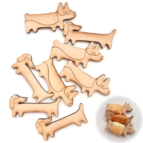 CHENNAN 8 Stück Holzspulen mit Tiermotiven, Stickgarn Yarn Winder, Hundeform Kreuzstichspule Haustier-Thema Stickgarn Karten Wickelbrett, Wickelplatte für Näharbeiten, Aufbewahrung, Werkzeug (A) von CHENNAN