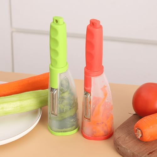 2 Stück Aufbewahrungsschäler für Gemüse, Sparschäler mit Gemüse Aufbewahrungsbox, Universalschäler für Obst und Gemüse, Kartoffelschäler, Multifunktionaler Sparschäler für Kartoffel Karotten Apfel 2 Stück Aufbewahrungsschäler für Gemüse, Sparschäler mit Gemüse Aufbewahrungsbox, Universalschäler für Obst und Gemüse, Kartoffelschäler, Multifunktionaler Sparschäler für Kartoffel Karotten Apfel von CHENRI