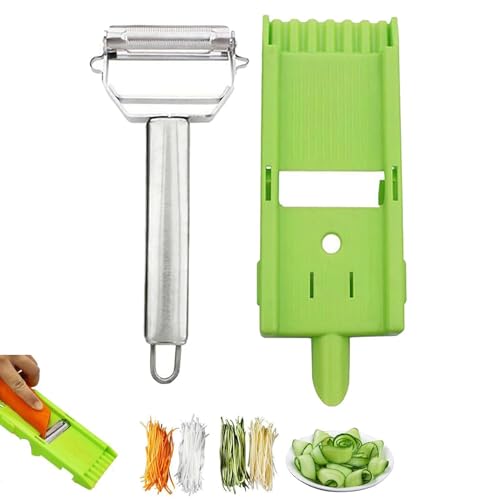 2-in-1-Häcksler & Schneidemaschine, Sparschäler-Universalschäler Edelstahl für Obst & Gemüse, Kartoffelschäler, Gemüseschäler mit Spiralmesser, Multifunktionsschäler für Karotten und Gurken (A) 2-in-1-Häcksler & Schneidemaschine, Sparschäler-Universalschäler Edelstahl für Obst & Gemüse, Kartoffelschäler, Gemüseschäler mit Spiralmesser, Multifunktionsschäler für Karotten und Gurken (A) von CHENRI