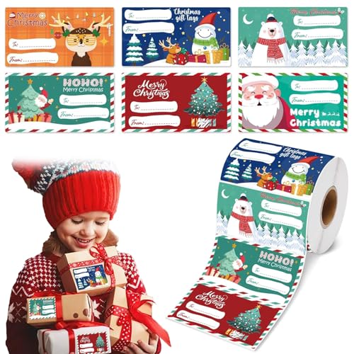 500 Stück Christmas Gifts Tags & Wrapping Paper Set, Weihnachts Etiketten Selbstklebend, Weihnachten Geschenkaufkleber Namensaufkleber, Aufkleber Weihnachtsdeko für Geschenke, Karten, Umschläge von CHENRI