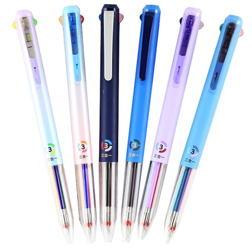 6 Stück Nurse Pens, 18 Farben 3-in-1 Mehrfarbenstift, Einziehbarer Kugelschreiber mit 0,5 mm feiner Spitze für flüssiges Schreiben, Mehrfarbiger Druckkugelschreiber, Schreibstifte für Büro, Schule ﻿ von CHENRI