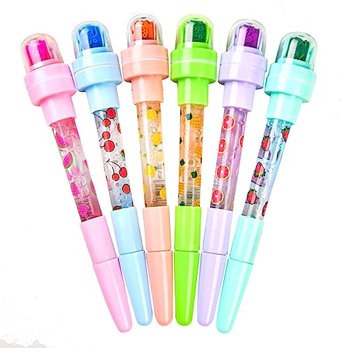 6PCS Magisch blasender Kugelschreiber für Kinder, 5 in 1 Magic Blowing Kugelschreiber für Kinder, Cartoon-Stempel-Blasenstift, Lustig leuchtender Kugelschreiber, Multifunktions Lernstifte Für Kinder von CHENRI