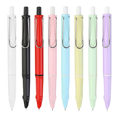 CHENRI 8 Stück Bonbonfarbene Stifte, Einziehbarer Füllfederhalter, Füllfederhalter mit Druckmechanik und Nachfüllbarer Tinte für Schule Büro Zuhause von CHENRI