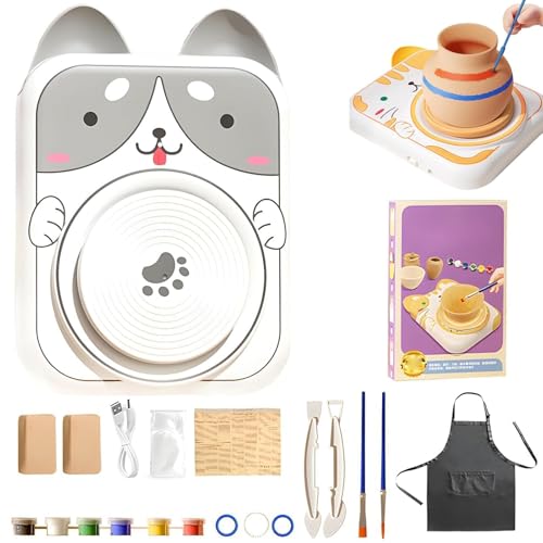 Cute Animal Pottery Wheel Set for Kids, Niedliche Tier Keramikrad für Kinder, Töpferscheibe für Kinder, Komplette Töpferset, DIY Keramik Kunst und Handwerk für Mädchen Jungen Geburtstag (2 Lehm-B) Cute Animal Pottery Wheel Set for Kids, Niedliche Tier Keramikrad für Kinder, Töpferscheibe für Kinder, Komplette Töpferset, DIY Keramik Kunst und Handwerk für Mädchen Jungen Geburtstag (2 Lehm-B) von CHENRI