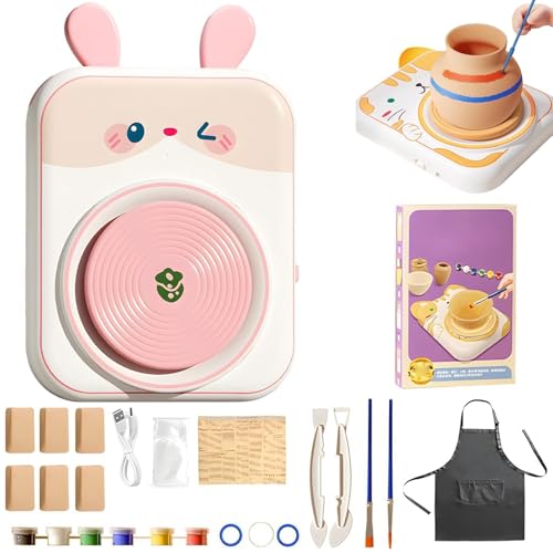 Cute Animal Pottery Wheel Set for Kids, Niedliche Tier Keramikrad für Kinder, Töpferscheibe für Kinder, Komplette Töpferset, DIY Keramik Kunst und Handwerk für Mädchen Jungen Geburtstag (6 Lehm-C) Cute Animal Pottery Wheel Set for Kids, Niedliche Tier Keramikrad für Kinder, Töpferscheibe für Kinder, Komplette Töpferset, DIY Keramik Kunst und Handwerk für Mädchen Jungen Geburtstag (6 Lehm-C) von CHENRI