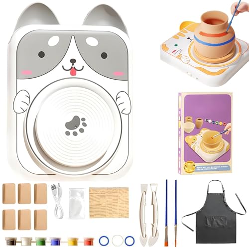Cute Animal Pottery Wheel Set for Kids, Niedliche Tier Keramikrad für Kinder, Töpferscheibe für Kinder, Komplette Töpferset, DIY Keramik Kunst und Handwerk für Mädchen Jungen Geburtstag (6 Lehm-B) Cute Animal Pottery Wheel Set for Kids, Niedliche Tier Keramikrad für Kinder, Töpferscheibe für Kinder, Komplette Töpferset, DIY Keramik Kunst und Handwerk für Mädchen Jungen Geburtstag (6 Lehm-B) von CHENRI