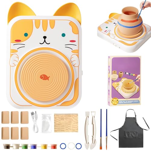 Cute Animal Pottery Wheel Set for Kids, Niedliche Tier Keramikrad für Kinder, Töpferscheibe für Kinder, Komplette Töpferset, DIY Keramik Kunst und Handwerk für Mädchen Jungen Geburtstag (6 Lehm-A) Cute Animal Pottery Wheel Set for Kids, Niedliche Tier Keramikrad für Kinder, Töpferscheibe für Kinder, Komplette Töpferset, DIY Keramik Kunst und Handwerk für Mädchen Jungen Geburtstag (6 Lehm-A) von CHENRI