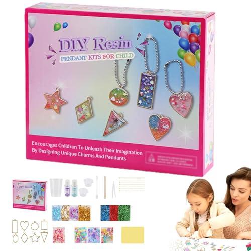 DIY Resin Pendant Kits for Child, 2025 Neue DIY handgemachte Kristall Epoxy-Anhänger, Mädchen Schmuckherstellung Kit, DIY Schmuck Armband Halsketten Making Kit, Bastelset Kinder für Mädchen DIY Resin Pendant Kits for Child, 2025 Neue DIY handgemachte Kristall Epoxy-Anhänger, Mädchen Schmuckherstellung Kit, DIY Schmuck Armband Halsketten Making Kit, Bastelset Kinder für Mädchen von CHENRI