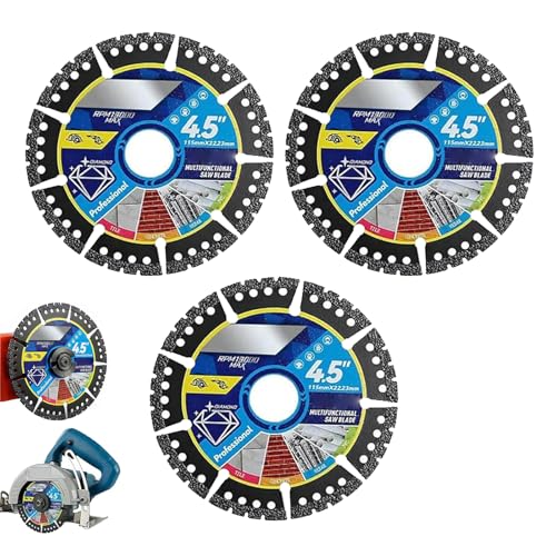 Diamond Multi-Purpose Saw Blades, Diamant Trennscheibe, 115 mm Diamant Sägeblatt, Segmentierte Allzweckklinge Trocken/Nass Schneiden Beton, Sägeblätter für Marmor, Fliesen, Stahl (3PCS) von CHENRI