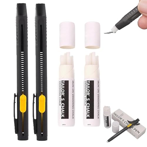 Heat Erasable Fabric Marker for Sewing, Wärmeentfernbarer Stoffmarker, Hitze Löschbar Stifte für Stoff, Waschbare Abwischbare Stoffmarkierstifte, Stoffmarker zum Quilten, Nähen, Schneidern (2Set) von CHENRI
