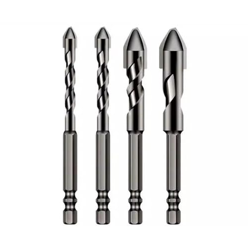 High Strength Oblique Head Eccentric Drill Bit, U-förmige Spannut Exzenter Bohrer, Fliesenbohrer Glasbohrer, Sechskantschaft Spiralbohrer Bits Set, Universal Cobalt Bohrer Set für Metall, Holz (4PCS) von CHENRI