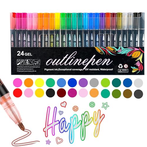 Illuminateupon Marker Pen for Highlight, Illuminate up on marker pen for highlight, Outline Stifte Glitzerstifte, Selbstkonturierender Metallic Stifte, Metallischen Marker für Scrapbooking (24 Farben) Illuminateupon Marker Pen for Highlight, Illuminate up on marker pen for highlight, Outline Stifte Glitzerstifte, Selbstkonturierender Metallic Stifte, Metallischen Marker für Scrapbooking (24 Farben) von CHENRI