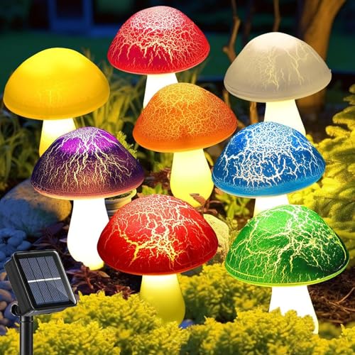 Solar-Powered Mushroom Garden Lights, Solar Pilze Lichterkette Garten, 8 Modi Pilz Solar Lichterkette Aussen, Wasserdicht LED Pilzlampe, Solarleuchten Pilze Lampe für Garten Hof Rasen Dekoration von CHENRI
