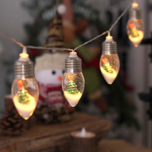 Weihnachts-Vintage-Dekor-Lichterkette - LED-Glühbirnen-Lichterkette, 1.5M 10 LED Glühbirnen Lichterkette, Schneemann LED Lichterkette Außen, Lichterketten für Weihnachten, Party Dekor (Baum) von CHENRI