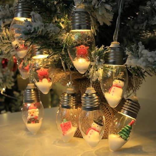 Weihnachts-Vintage-Dekor-Lichterkette - LED-Glühbirnen-Lichterkette, 1.5M 10 LED Glühbirnen Lichterkette, Schneemann LED Lichterkette Außen, Lichterketten für Weihnachten, Party Dekor (Mix) von CHENRI