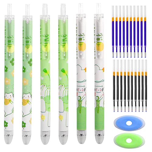 CHENYU 26 Stück Radierbarer Kugelschreiber Set/6 Erasable Pen 0.5mm mit 10 Schwarzen Nachfüllungen + 10 Blauen Nachfüllungen/Tier Stifte für Studenten Geschenk Schul Bürobedarf von CHENYU