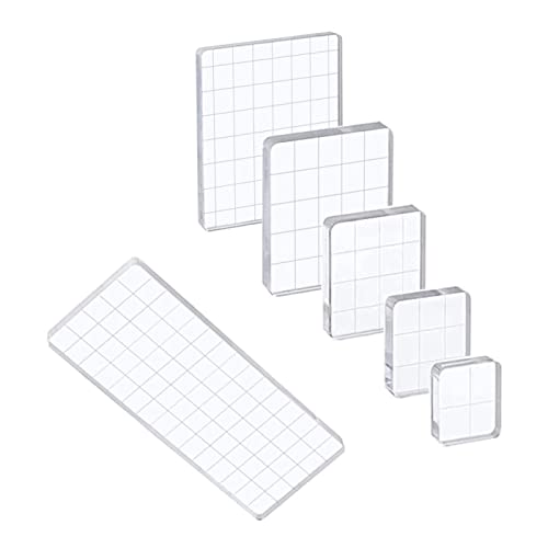 CHENYU 6 Pieces Acrylic Stamp Block Clear Stamps with Grid Lines Stamping Platform for Crafting Scrapbooking Crafts Card Making von CHENYU