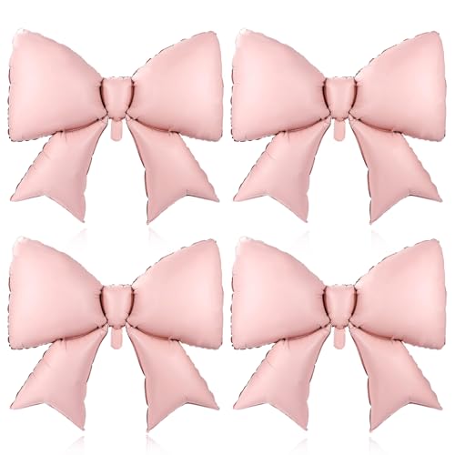 4 Stück große Schleifenballons, elegante Geburtstagsdekoration für Frauen, rosa Geburtstagsdekorationen für Mädchen, rosa Schleifen-Thema, Kokett-Ballons für Babyparty, Hochzeit, Party-Dekoration von CHENYUOUYANG