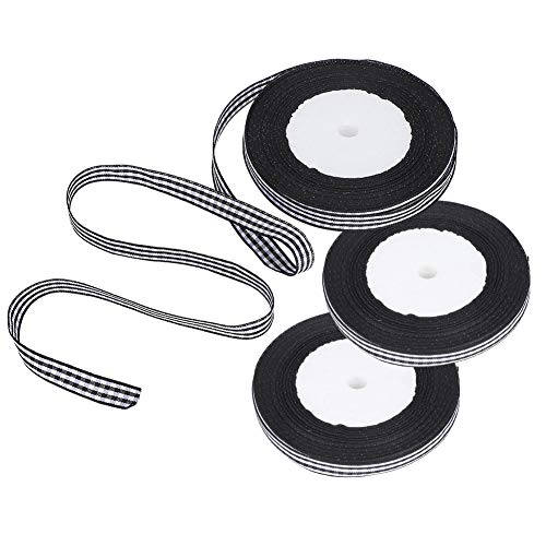 3 Brötchen Schwarz Weiß -Scheck -Satinband, glattes haltbares Polyesterband 1 cm x 25 Meter für Hochzeitsfeier Dekoration Geschenkverpackung DIY -Handwerk 3 Brötchen Schwarz Weiß -Scheck -Satinband, glattes haltbares Polyesterband 1 cm x 25 Meter für Hochzeitsfeier Dekoration Geschenkverpackung DIY -Handwerk von CHEOTIME