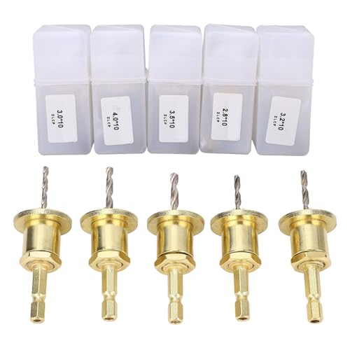 5pcs Tungstenstahl-Countersink-Bohrer Bit 2,8-4 mm einstellbare Tiefe 1/4in Sechskant Shank für Holzbearbeitung mit Aufbewahrungsbox und Schraubenschlüssel 5pcs Tungstenstahl-Countersink-Bohrer Bit 2,8-4 mm einstellbare Tiefe 1/4in Sechskant Shank für Holzbearbeitung mit Aufbewahrungsbox und Schraubenschlüssel von CHEOTIME