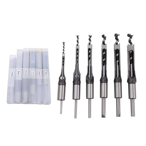 6pcs HSS Quadratloch-Loch-Loch-Meißel-Bohrer-Bit-Set, hohe Härte langlebige genaue, unterschiedliche Größen 1/4-5/8 für Möbelschalz-Holzbearbeitungsprojekte 6pcs HSS Quadratloch-Loch-Loch-Meißel-Bohrer-Bit-Set, hohe Härte langlebige genaue, unterschiedliche Größen 1/4-5/8 für Möbelschalz-Holzbearbeitungsprojekte von CHEOTIME