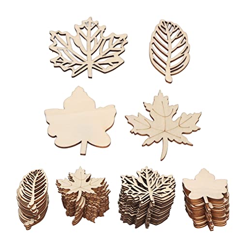 80pcs Holzausschnitte unvollendete Holzblätter, hohle Blattform DIY -Bastelstücke für Thanksgiving Home Party Decoration Craft Projection von CHEOTIME