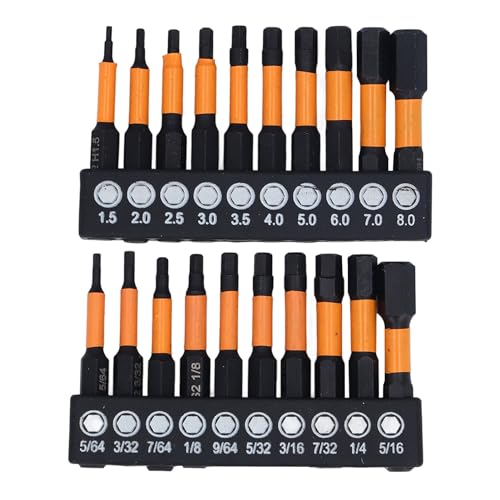CHEOTIME 20 teiliges Sechskant Bohrer Set, metrisch, imperial, Legierung, magnetisch, 1/4 Zoll Schraubendreher Bohrer mit Schnellspannschaft für hohes Drehmoment von CHEOTIME