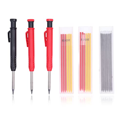 CHEOTIME 3er Pack solide Zimmermannsbleistifte mit 18 Nachfüllungen, robuster Druckbleistift mit langer Spitze und tiefem Loch und eingebautem Anspitzer für Zimmerleute CHEOTIME 3er Pack solide Zimmermannsbleistifte mit 18 Nachfüllungen, robuster Druckbleistift mit langer Spitze und tiefem Loch und eingebautem Anspitzer für Zimmerleute von CHEOTIME