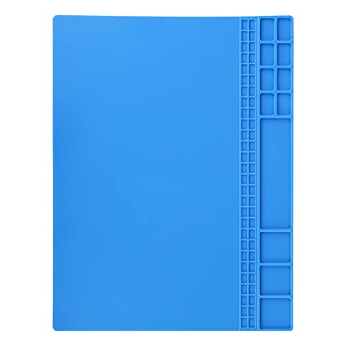 CHEOTIME Silikon Lötmatte, Elektronikmatte, Lötpad, hitzebeständig bis 932 °F, magnetische Arbeitsmatte, Silikon Reparaturmatte mit Maßstab und Schraubenposition zum Löten (Dunkelblau) von CHEOTIME