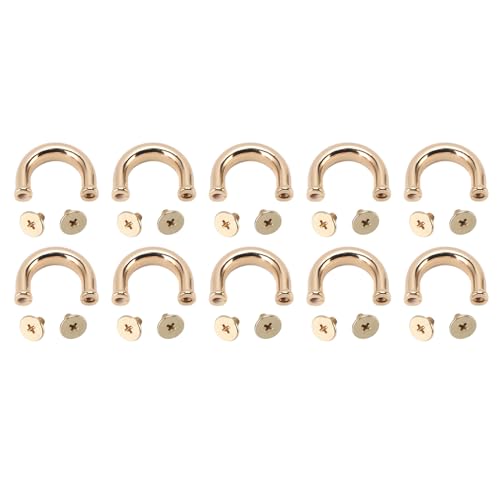Cheotime 10 -Sets Metall U Rings Anschlussschnallen für Beutel, Bogenbrückenschnallen Anschlüsse D Ringschnalle Kettenriemenanschluss mit pH -Schrauben für Geldbeutelbeutel (Gold) von CHEOTIME