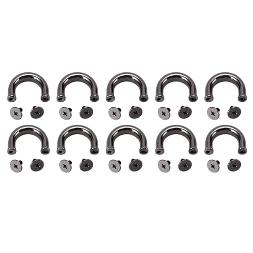Cheotime 10 -Sets Metall U Rings Anschlussschnallen für Beutel, Bogenbrückenschnallen Anschlüsse D Ringschnalle Kettenriemenanschluss mit pH -Schrauben für Geldbeutelbeutel (Schwarz) von CHEOTIME