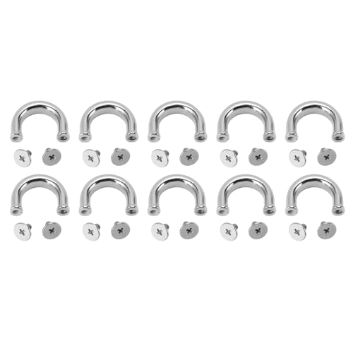 Cheotime 10 -Sets Metall U Rings Anschlussschnallen für Beutel, Bogenbrückenschnallen Anschlüsse D Ringschnalle Kettenriemenanschluss mit pH -Schrauben für Geldbeutelbeutel (Silber) von CHEOTIME
