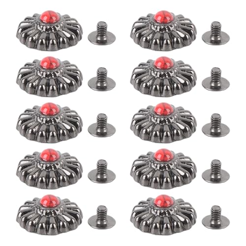 Cheotime 10 Sets dekorative Knöpfe, 16,5 mm Blumenpistallknopfschraubenschraube und Schraubset mit 4,5 mm Schrauben für Beutel Brieftaschen -Dekorationskurve von CHEOTIME