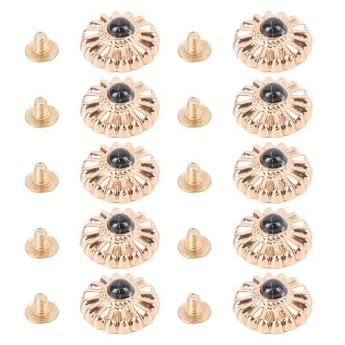 Cheotime 10 Stcs Schraubbutton, 16,5 mm Gold Blume Schwarz türkis Vintage Schraubenrückentknöpfe mit 4,5 mm Schrauben für Beutelhandtasche Handwerk Cheotime 10 Stcs Schraubbutton, 16,5 mm Gold Blume Schwarz türkis Vintage Schraubenrückentknöpfe mit 4,5 mm Schrauben für Beutelhandtasche Handwerk von CHEOTIME