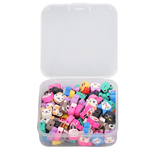 Cheotime 100pcs Polymerton Perlen Armband Making Kit, 10 Stil niedliche lustige Perlen Cartoon Heisi Spacer Perlen Vorräte für DIY Armband Ohrring Halskettenschmuckzucht von CHEOTIME