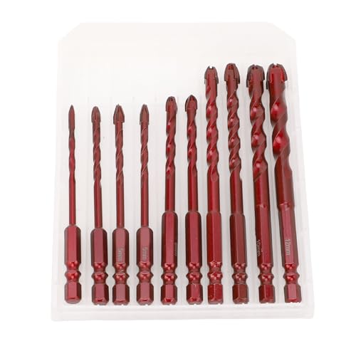 Cheotime 10pcs Mauerwerk Bohrer, 3-12 mm (1/8-Zoll-bis 1/2-Zoll) Professioneller Hochkobalt-Beton-Bohrer für Fliesenziegel Keramik Holz Kunststoff Plastik von CHEOTIME